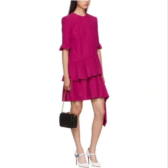 Alexander McQueen Asymmetric Ruffle Hem Drape Dress NWT 44/8 - Picture 10 of 11